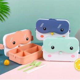 School Kids Plastic Insulated Lunch Box Rectangular Leakproof Cartoon Anime Portable Microwave Food Container School Child Bento Boxes