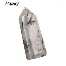 Pendant Necklaces WT-G246 WKT Wholesale Beautiful Crystal Quartz Point Black Rutilated Pillars Stone For Jewellery MakingPendant Morr22