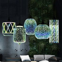 Pendant Lamps Postmodern 3D Stained Glass Lights Industrial Style Restaurant Bar Art Decor Lamp Exhibition Hall Firework LampsPendant