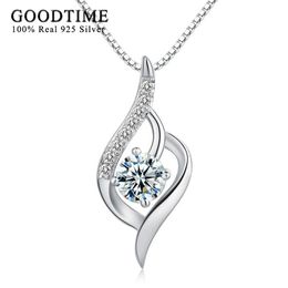 Necklaces Fashion Necklace 100% Real 925 Sterling Silver Pendants For Women Fine Jewelry Purple CZ Zircon Necklaces For Friends