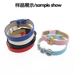 Bangles As Gift Mixed Color Copy Leather Bracelet Wristband 100pcs 21cm Length /10mm Wide Fit 10mm Slide Letter Charms Number Wholesale