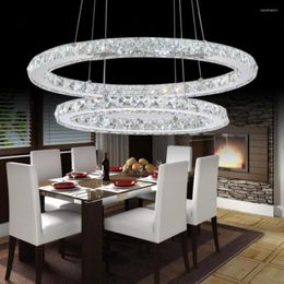 Pendant Lamps Modern Oval K9 Crystal Lights Led Stainless Steel High-power Lustre Lighting Lamp
