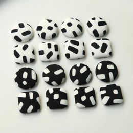 Crystal New style 100pcs/lot Black white Leopard pattern geometry rounds/square shape Cloth button diy Jewellery earring/hair accessory