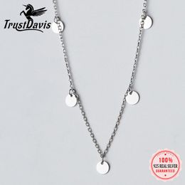 Necklaces TrustDavis Round Choker Necklace Link Chain Party Small Circle Charm For Women Fashion 925 Sterling Silver Jewellery Gift DA1555