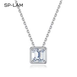 Necklaces Real Moissanite Necklace Asscher Cut Lab Created Gra Diamond Fine Pendant Classic White Gold Plated Charm Jewellery Anniversary