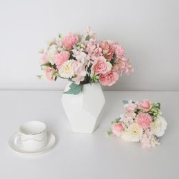 Decorative Flowers Ins European Artificial Flower Ball Chrysanthemum Rose Small Bouquet Wedding Holding Fake Home Decoration