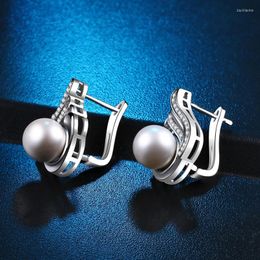 Hoop Earrings Luxury Exquisite Design Stud Shiny Crystal Pearl Elegant Earring Charming Female Piercing Jewelry Gifts