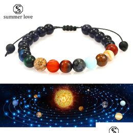 Beaded Newest Universe Designer Eight Planets Natural Stone Beads Galaxy Solar System Bracelet Handmade Braided Energy Chakra Women Dhs4Y