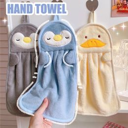 Hand Towels Coral Fleece Anime Hanging Towel Absorbent Towels Children Hand Towels Cute Towels Penguin Duck Towels