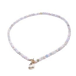 Necklaces 4mm Faceted Morganite Quartz Choker Necklace Rainbow Multicolor Natural Stones Beaded Femme Women Bohemian Jewelry 17 inch