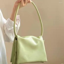 Evening Bags Women's Versatile Single Underarm Shoulder Bag Handbag Multi-layer Organ Solid Color PU Material Covered Type Soft