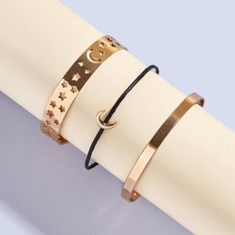 Bangle Bracelet Star Moon Hollow Simple Fashion Gold Set Ladies Jewelry