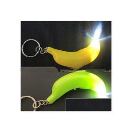 Party Favor 6X2Cm Mini Led Light Flashlight Banana Key Rings Creation Safe Bag Phone Car Pendant Keychain Xmas Toys Gifts Drop Deliv Dhjqv