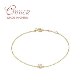 Bangle CANNER 925 Sterling Silver Chain Bracelet Simple Round Zircon Pendant Charm Blange Bracelets For Lovers' Wedding Jewellery Gift