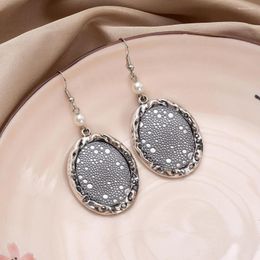 Dangle Earrings Korean Style Vintage Two Colours Plating Alloy Geometric Oval For Women Trending Products Girls Party Christmas Jewellery