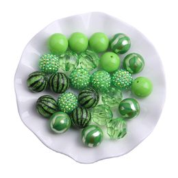 Crystal Kwoi vita AM030 Colorful Green Color Mix 20mm Round Acrylic Chunky Beads for Kids Necklace Jewelry Making 50pcs A lot