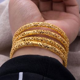 Bangle 24K luxury Ethiopian Gold Bangles For Women Wedding Bride Bracelets Gold Colour Jewellery Middle East African Gifts