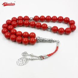 Clothing Big Size Tasbih 20mm Red resin Muslim prayer beads Eid gifts Ramadan islamic misbaha arabic rosary accessories on hand