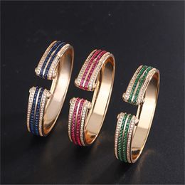 Bangles QTT Hot Sale Jewellery for Women Original Emerald Red Blue Zircon Stone Bangle Charms Sterling Sier Beads Bracelets