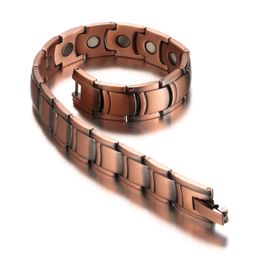 Bracelets 3000 Gauss Magnetic 99.95% Pure Copper Bracelet for Men Vintage Healing Balance Full Magnets Red Copper Bracelets