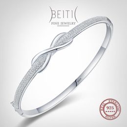 Bangle Beitil Real 925 Sterling Silver Infinite Love Fine Cubic Zirconia Bracelets For Women Romantic Wedding Fashion Jewellery
