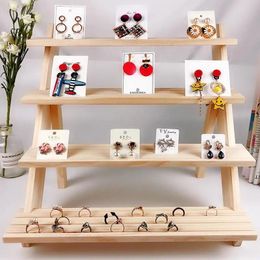 Boxes Wooden Jewelry Display Stand Jewelry Shop Decor Earrings Ring Hanger Organizer Holder Storage Wood Base Home Women Gifts