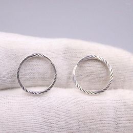 Hoop Earrings Marked Pt950 Real Platinum 950 For Women Carved Line Surface 14mm Diameter Simple Style