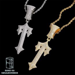 Htb Jewellery Trapstar Letter t Necklace Pendant Centralcee Same Hip Hop European Rap Zircon