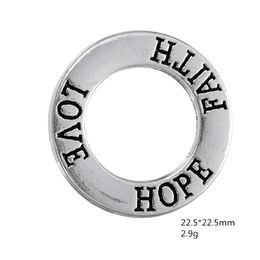 Pendants 2021 New hope love faith circle message charms for charm bracelet