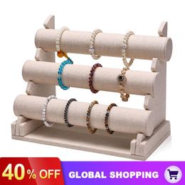 Boxes Triple Bracelet Holder Jewellery Display Stand Watch Bangle Bar Necklace Storage Organiser