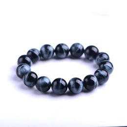 Bangle 100% Natural 6mm 8mm 10mm 12mm 6A Grade Blue Tiger eyes Beads Bracelet Men Energy Stone Braslet For Man Handmade Casual Jewellery