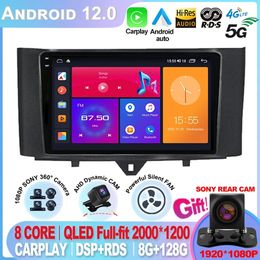 For Mercedes/Benz Smart Fortwo 2005-2010/2011-2015 2 DIN Android 12 Car-radio Multimedia Player Carplay Auto GPS navigation-2