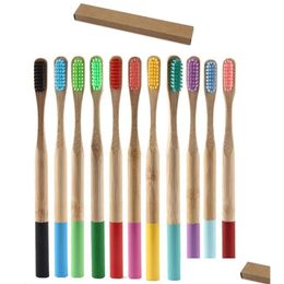 Disposable Toothbrushes Bamboo Toothbrush Adt Round Handle Softbristle Fibre El Hostel Accessory Tools Drop Delivery Home Garden Sup Dhybp