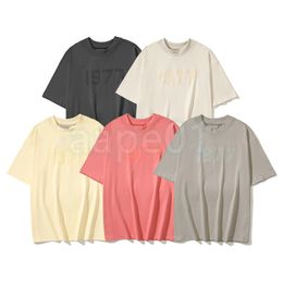 Mens T Shirt Flocking Letter Basic Printed Round Neck Short Sleeve High Street Summer Breathable T-shirt Casual Fashion Top