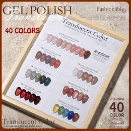 False Nails Vendeeni 40 Colors Set Translucent Jelly Nail Gel Polish 15ml Lasting Ice Penetration Pink Crystal Varnish Soak Off Art 230520