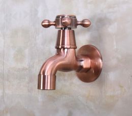 Bathroom Sink Faucets Antique Red Copper Brass Single Cross Handle Kitchen Faucet Wall Mounted Laundry Mop Water Tap Aav302