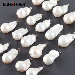 Polish GUFEATHER M1031 Jewellery accessories real pearl pass REACH nickel free 18k gold plated copper diy earring Jewellery making 2pcs/lot