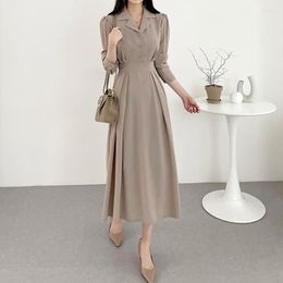 Casual Dresses Japanese Kawaii Korean Chic Spring Temperament Shirt Dress Woman Design Sense Niche French Gentle Style Long Office