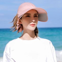 Wide Brim Hats Trendy Breathable Lady Summer Peaked Hat Solid Colour Retractable Brims Clothes Accessory