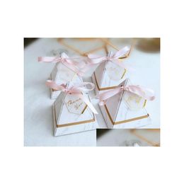 Packing Boxes 50Pcs Lot Triangle Design Wedding Party Gifts Candy Chocolate Box Favour Holders Wholesales Drop Delivery Office School Dhpvn