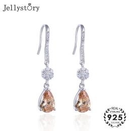 Knot Jellystory trendy 925 sterling silver earrings with water drop shaped topaz zircon gemstone earrings for women wedding wholesale