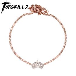 Necklaces TOPGRILLZ 2020 New Crown Necklace With 2 inch Tail Chain Iced Out Micro Pave CZ Women's Necklace Hip Hop Fashion Jewelry Gift