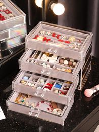 Boxes Clear Plastic Jewellery Bead Storage Box Acrylic Organiser Jewellery Boxes Case Earrings Display Bracelets Rings Necklace Box Drawer