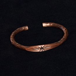 Bangle Hand Crafted Hammered Copper Bracelet Rustic Forged Retro Punk Cuff Bangle Viking Handmade Jewellery Unisex Gift for Her Him