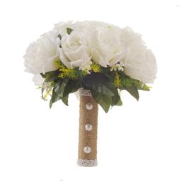 Decorative Flowers Teal Flower Garland Crystal Bouquet Bridal Artificial Silk Wedding White Peony Outdoor Pot