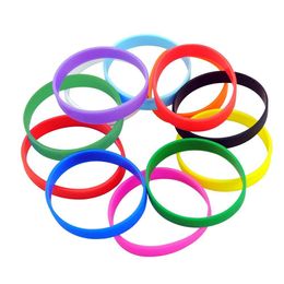 Bracelets 100pcs/lot Customised Silicone Bracelets Blank Adult Rubber Wristbands Mixed Colours Party Accessories Favour Silicone Bracelets