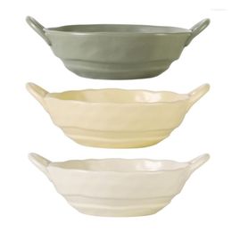 Bowls 6.7inch Household Noodles Bowl Ceramic Soup With Handle Salad Pasta Kitchen Tableware Microwave Oven Bakware