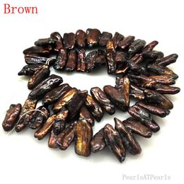 Necklaces 16 inches 1820mm Brown Large Baroque Biwa Pearl Loose Strand