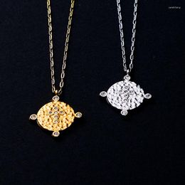 Pendant Necklaces 1pcs Stainless Steel Necklacer Gilded Colour Irregular Concave Convex Disc Non Fading For Women Men Fashion Jewellery Gift