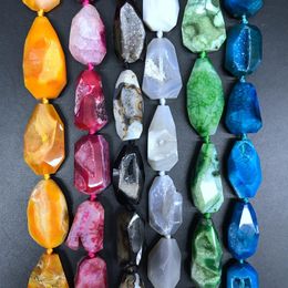 Crystal 15.5"/strand Colourful Geode Agates Faceted Nugget Loose Beads Natural Stone Onxy Druzy Drusy Nugget Pendant Boho Jewellery Making